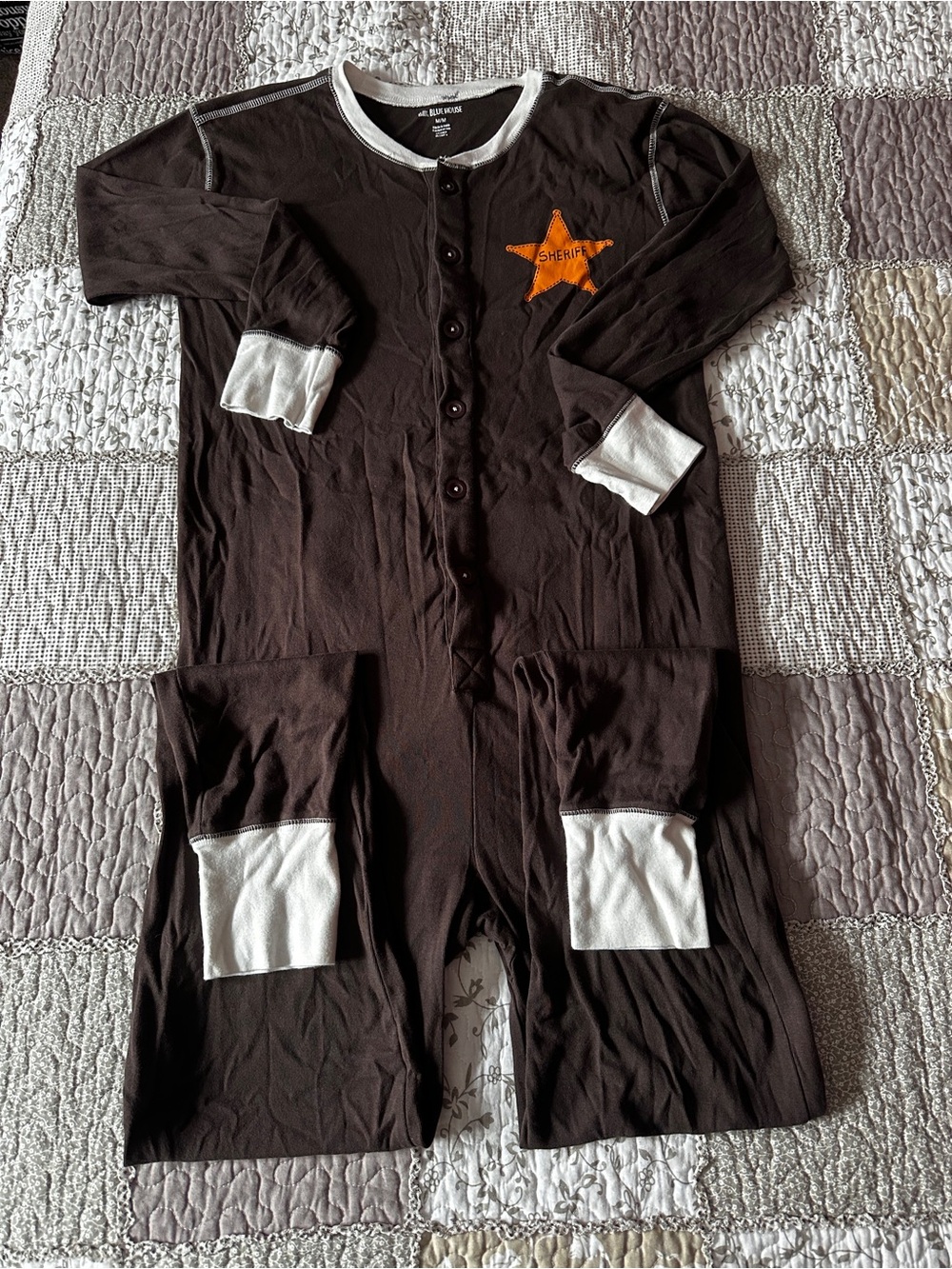 Little Blue House Sheriff Star Brown Unisex One-Piece Pajama Onesie Flap Jack